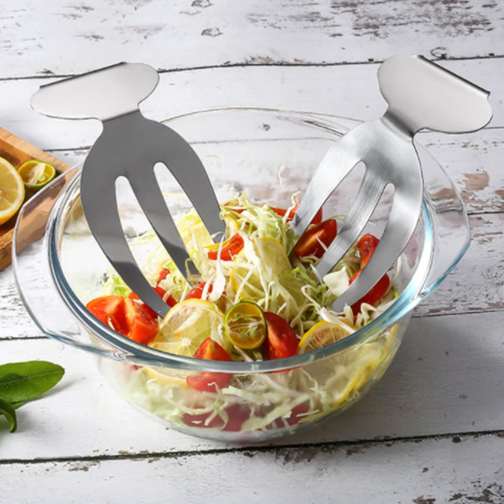

2PCS Household Portable Stainless Steel Salad Fork For Mixing Salad Pasta Fruit And More On Your Kitchen Durable Counter