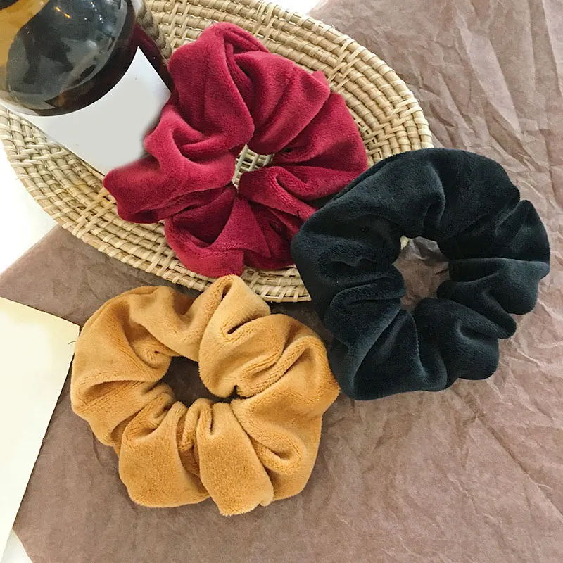 

Fashion Soft Velvet Elastic Hair Rope Scrunchies For Women Girls Sweet Solid Velvet Hair Bands Ties Scrunchy Hair Accessories
