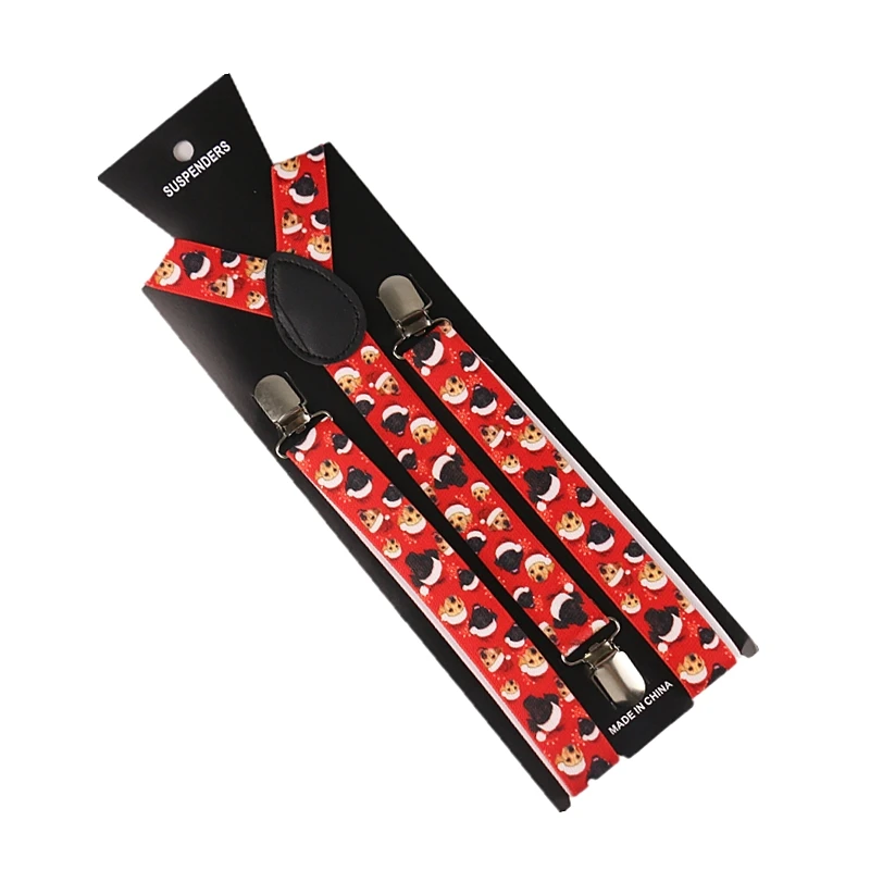 Новинка, высокое качество, ширина 2,5 см, Рождество, красный принт, подтяжки, регулируемые, модные, Y-back подтяжки, подтяжки, рождественские подарки - Цвет: 09