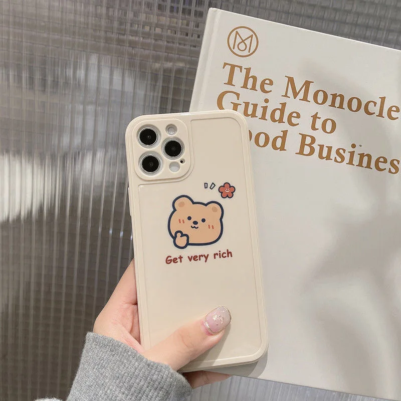 

Get Very Rich Phone Case Cute Cartoon Bear Cover for iPhone XS MAX X XR SE 7 8 Plus 12 Mini 11 Pro Max Huawei Mate P30 P40 Nova