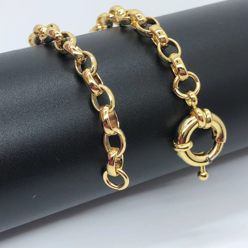 

Woman Man Yellow Gold Color Circle Link Bell Exaggeration Sailor Buckle Bracelet Hot Sale