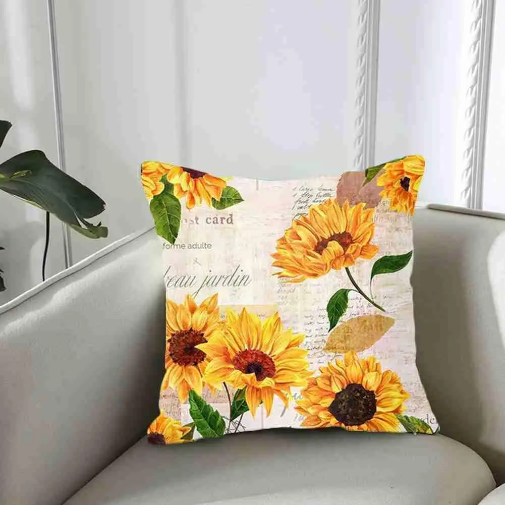 

45*45cm Sunflower Series Printing Pillowcase Well-designed For Car Washable Cover Decor Cushion Non-fading Pillowslip Home A2V1