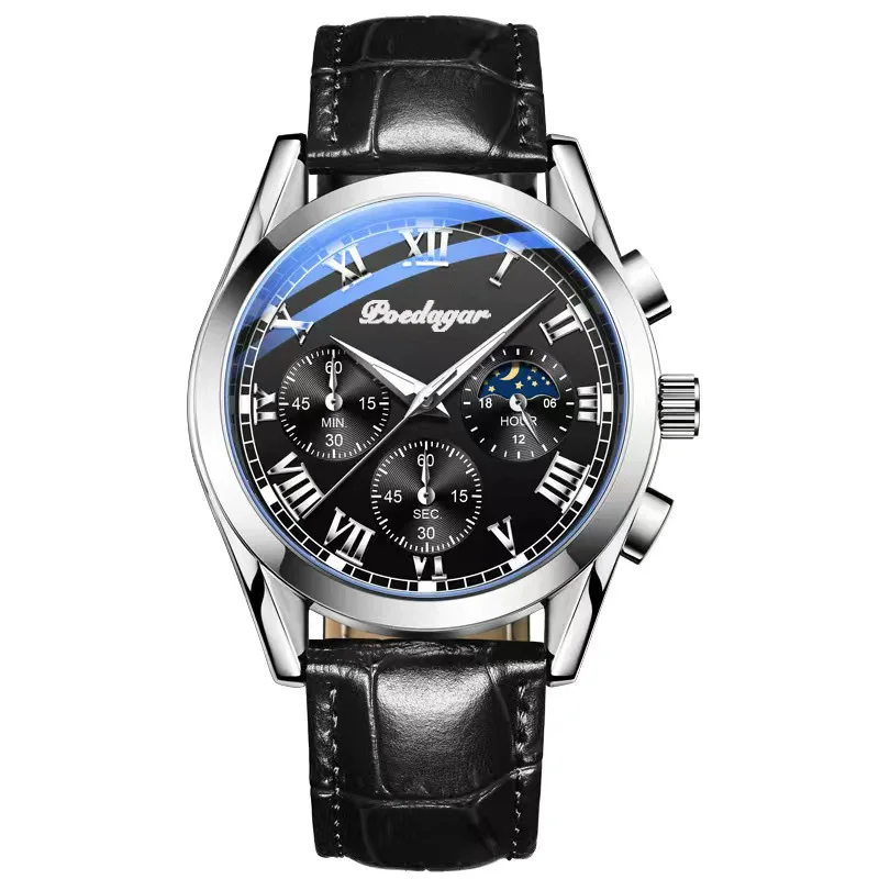 

POEDAGAR Men Watches Top Luxury Brand Leather Waterproof Sport Quartz Watch Men Fashion Date Clock Chronograph Relogio Masculino