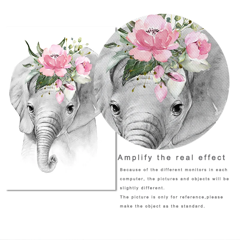 Картина на холсте для детской комнаты настенное украшение с животными розовыми