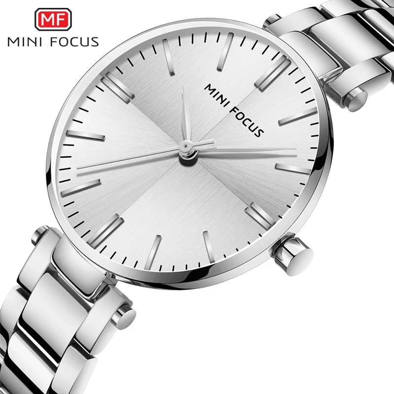 MINI FOCUS Fashion Luxury Ladies Wrist Watches Top Brand Silver Steel Strap Waterproof Women's Bracelet Watch Zegarek Damski