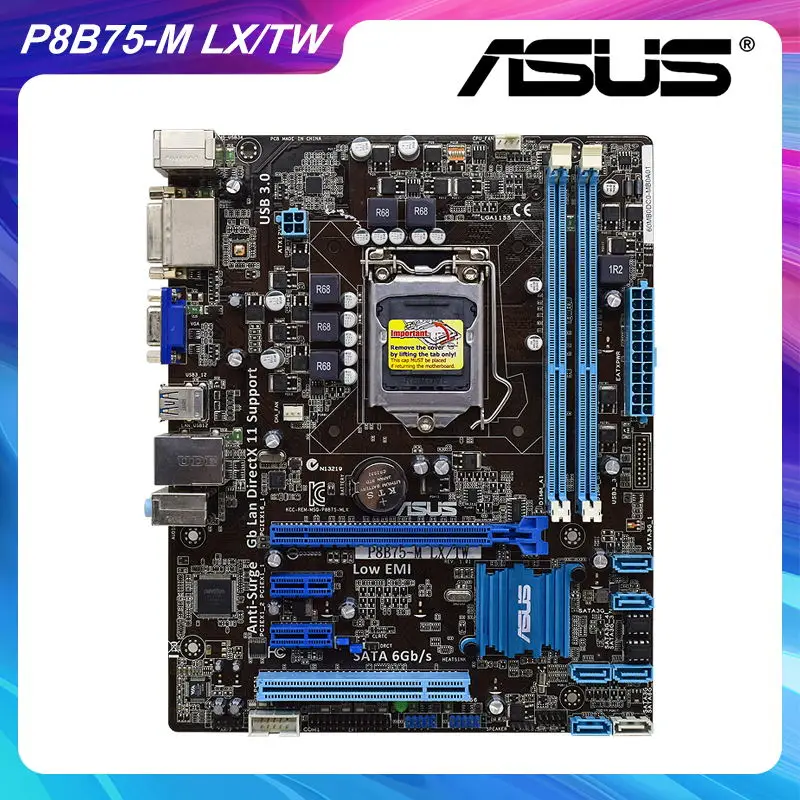 

ASUS P8B75-M LX/TW LGA 1155 Intel B75 Original Desktop Motherboard DDR3 16GB Core i7 i5 i3 Cpus VGA DVI USB 2.0 SATA 2 PCI-E X16