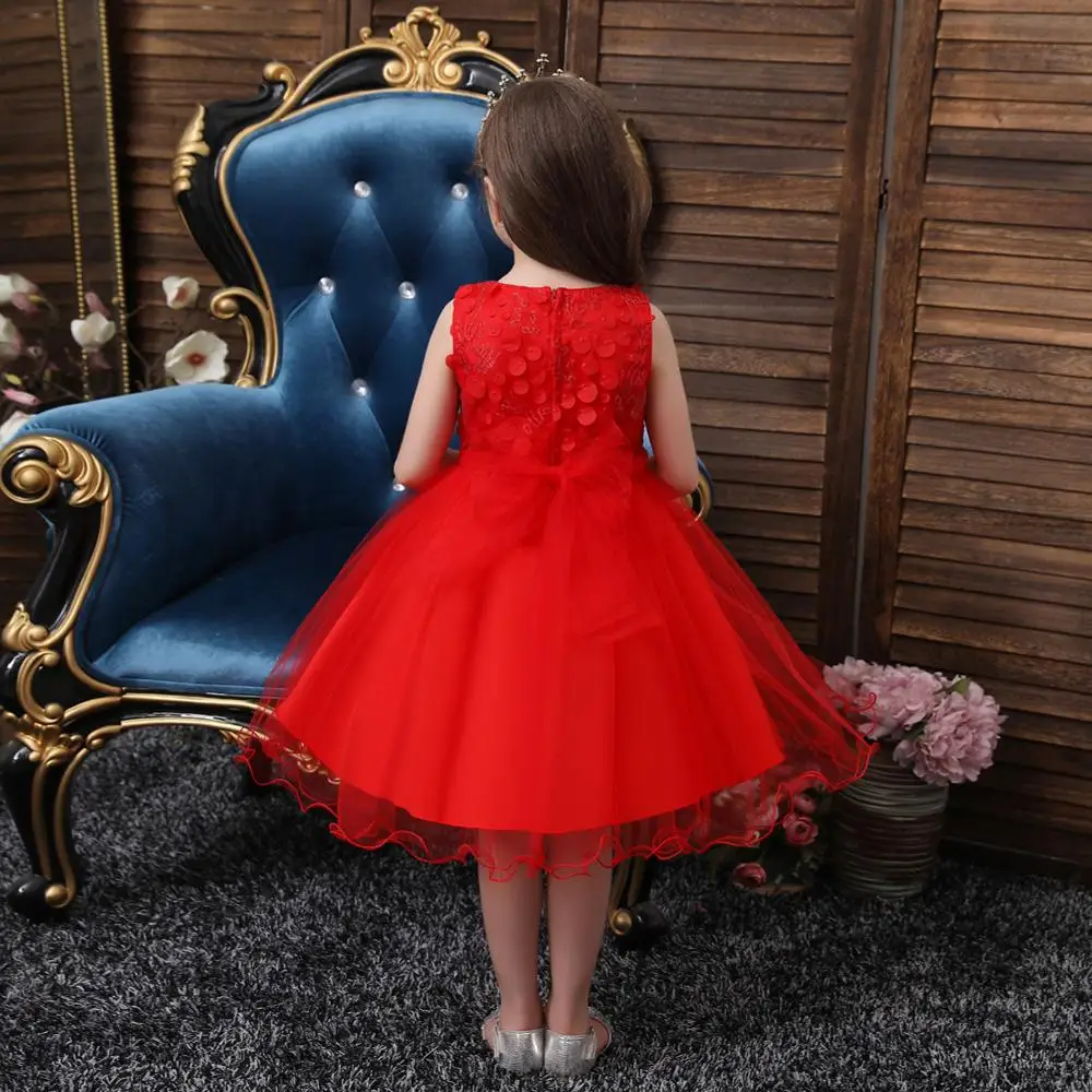 

Girls Dresses Elgant Beaded Dresses for Weddings Boat Girl Ball Dress Princess Sleeveless Kids Clothes