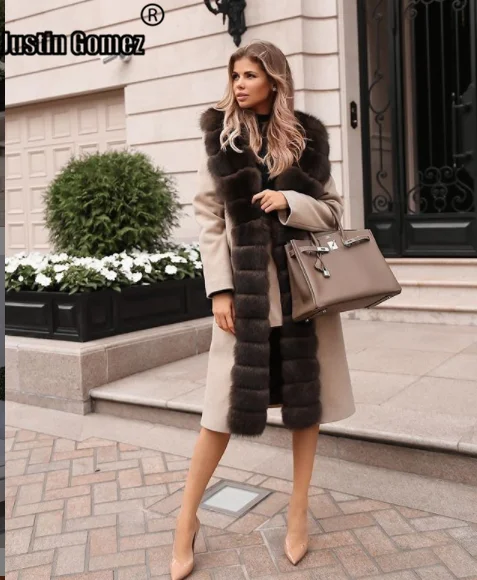Лидер продаж высококачественное манто из натурального Лисьего меха Laine Femme Hiver