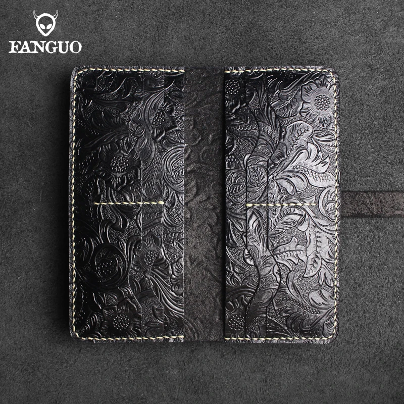 Ретро Классический Длинный кошелек из натуральной кожи Мужской кредитница