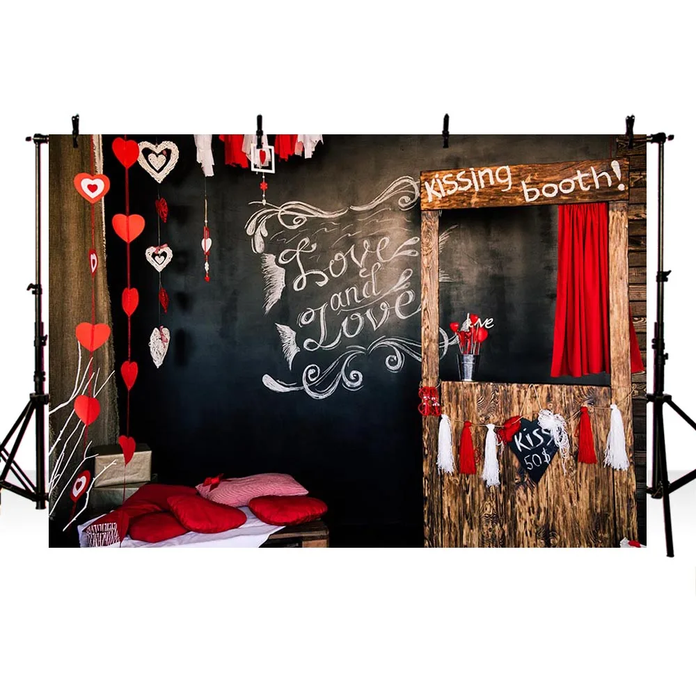 Mehofond ко Дню Святого Валентина фотографический фон красное любовное дерево будка