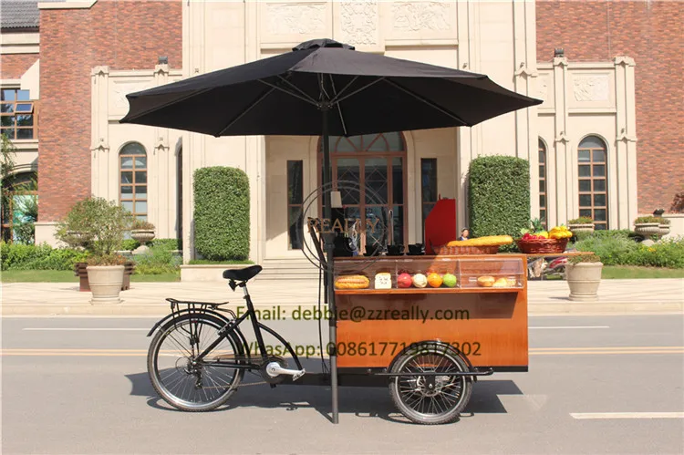 Новый дизайн ретро кофейного велосипеда три колеса мобильная уличная быстрая еда торговый киоск взрослый электрический трехколесный велосипед