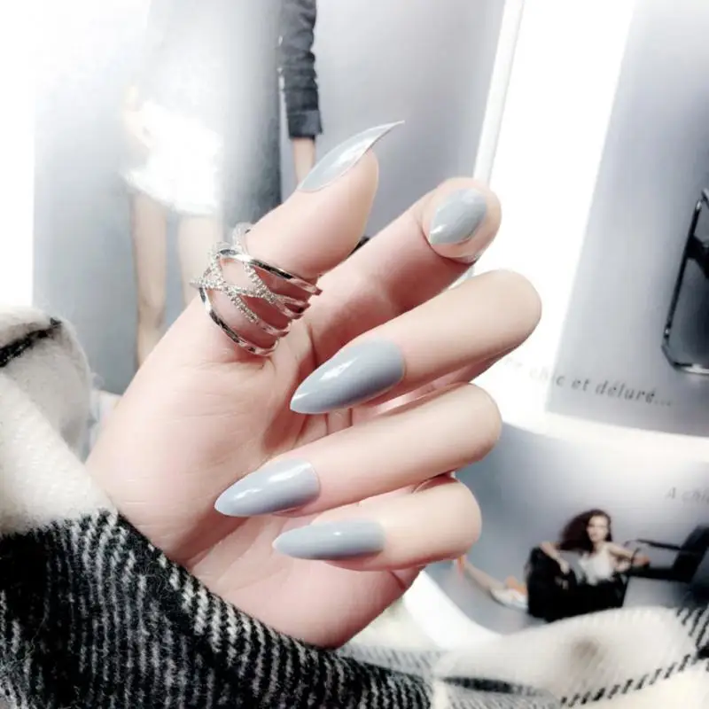 24 шт./кор. накладные ногти Матовый акрил советы Стильные туфли на шпильке