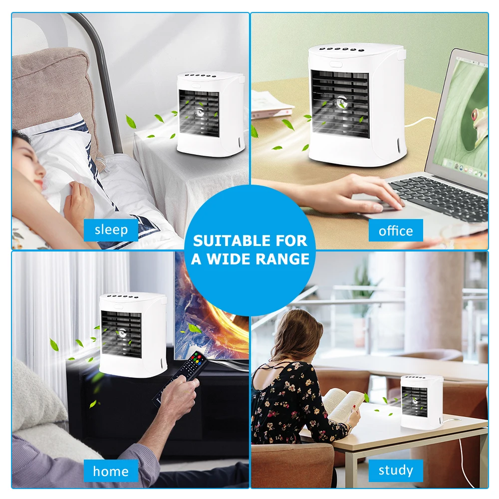 Мини кондиционер воздушный портативный с 7 подсветками и USB портом|Сувениры для