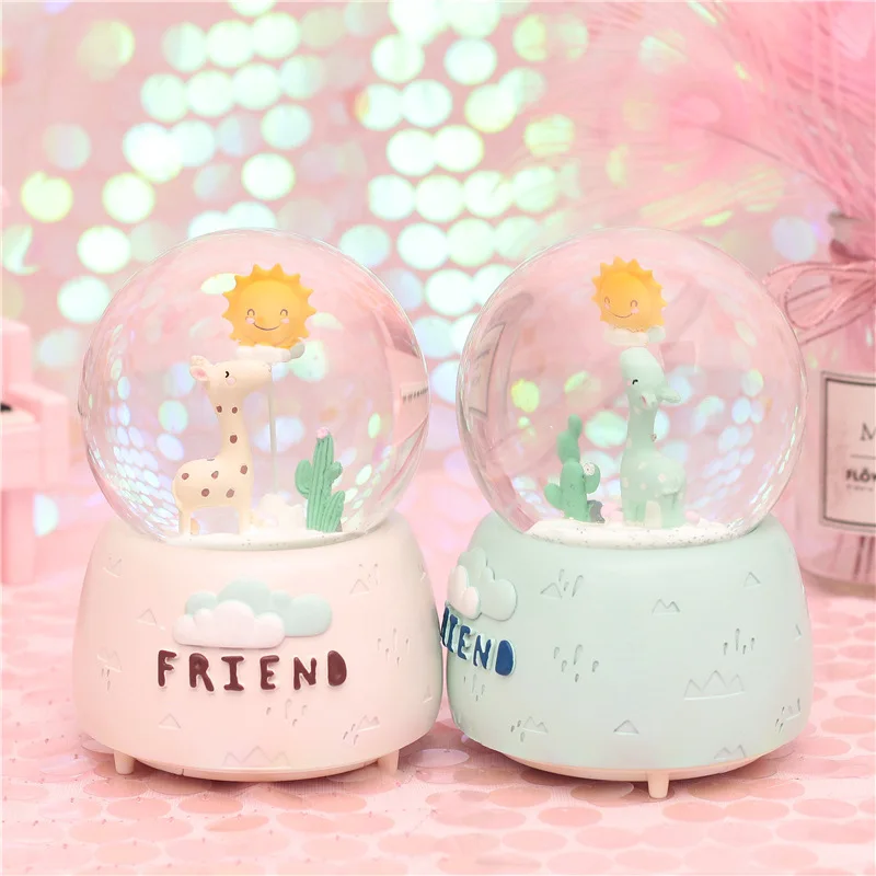 10*15.8CM Snow lighting Crystal Globes giraffe Glass Music Box Home Coffee Shop Decoration Christmas Valentine's Day Gift |