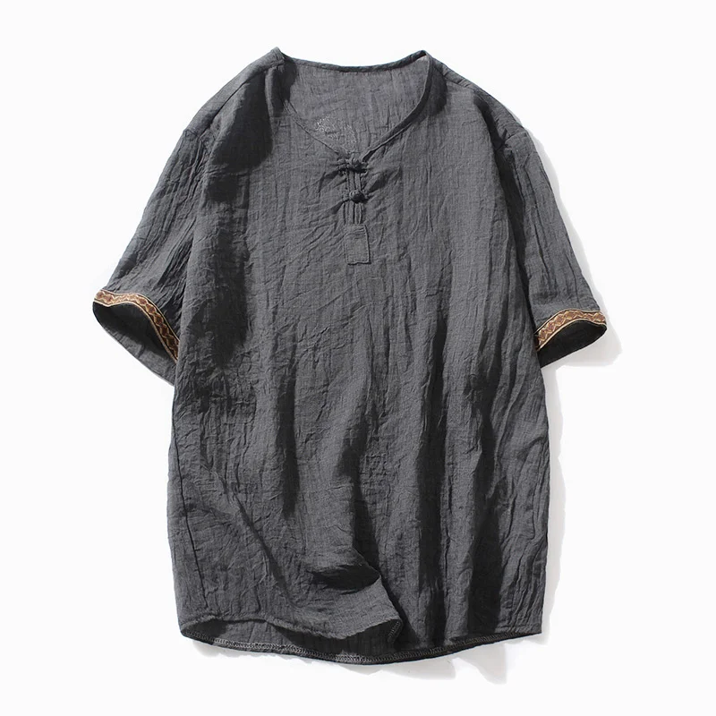 Liketkit мужские летние хлопковые льняные футболки 2019 с вышивкой в китайском стиле