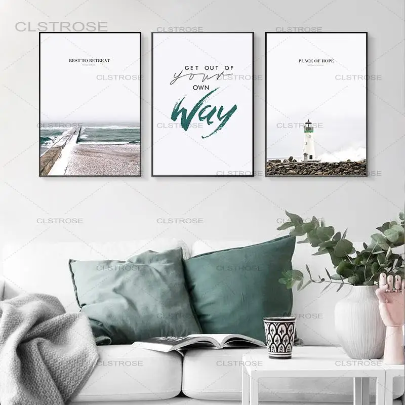 Мотивационные цитаты в скандинавском стиле постер с морским пейзажем принты