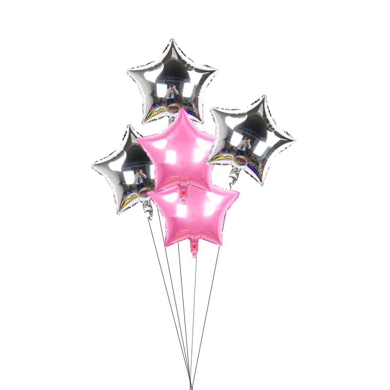 3sliver 2pink WJX 5 шт. 18 дюймов золотой синий шар звезда из фольги сердце Свадебные воздушные шарики праздник в честь рождения ребенка, Рождество Красный Зеленый Звезда Дети шарики на день рождения - Цвет: 3sliver 2pink WJX