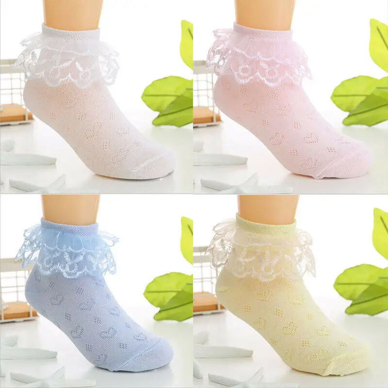 Высококачественные хлопковые кружевные носки для маленьких девочек 1 пара с