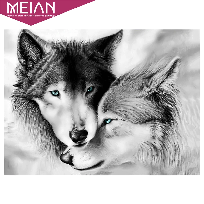 Набор для алмазной вышивки с волком MEIAN полностью круглая Алмазная вышивка