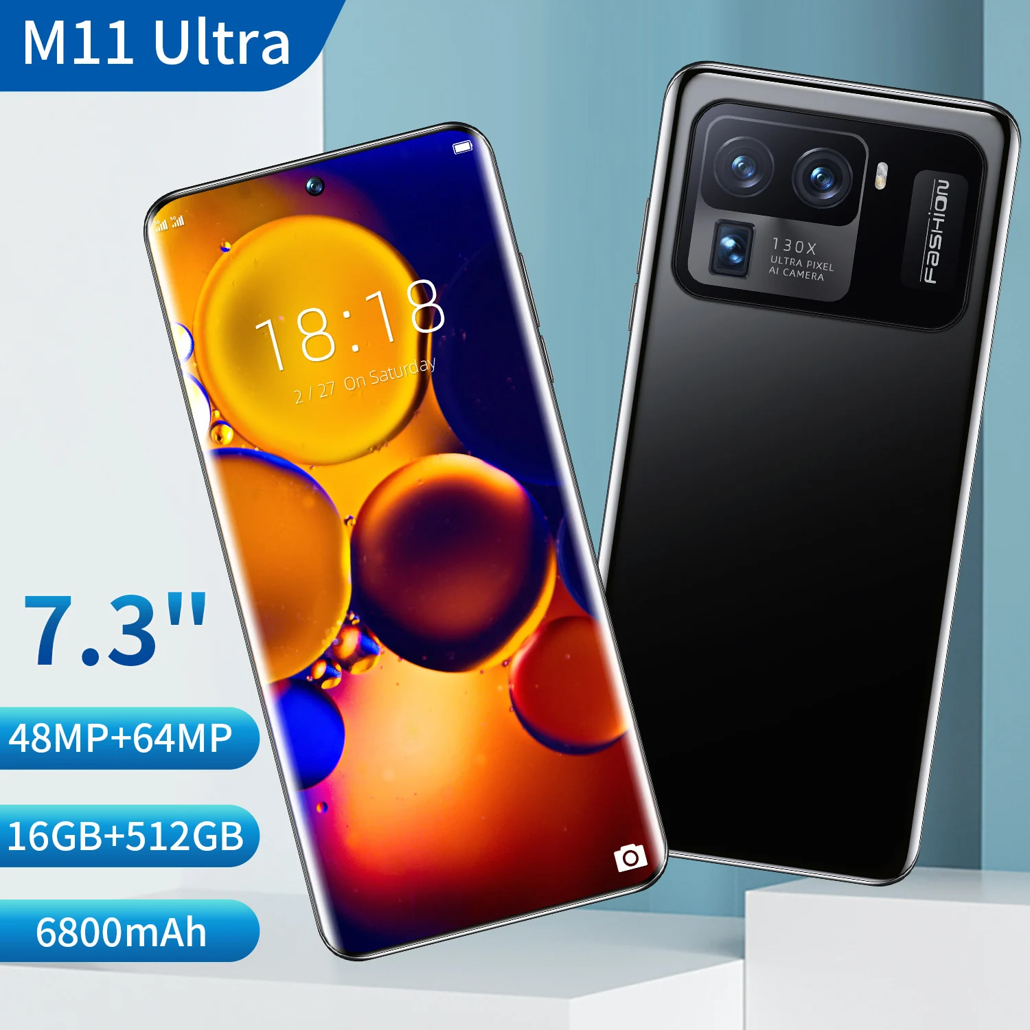 

Global Version Xiao M11 Ultra 7.3Inch Smartphone 16+512GB 6800mAh 48+64MP HD Camera Android 11 5G Cellphone Support Google GPS