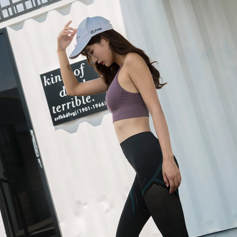 

2019 Summer Women Yoga Shirt Solid Color Cutout Quick-drying Sports Bra Beauty Back Shockproof Fitness Running Breathable Top