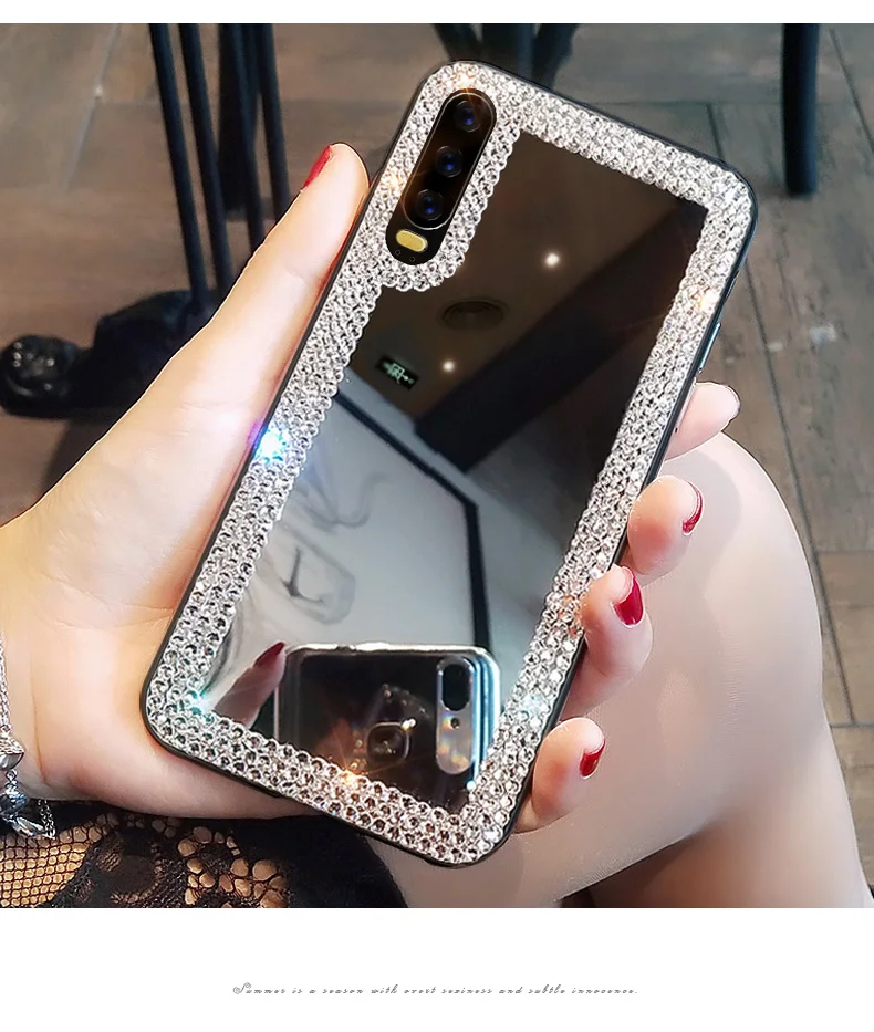 Женский зеркальный чехол со стразами и для телефона Huawei P40 P20 P30 Mate 40 20 30 Pro Lite