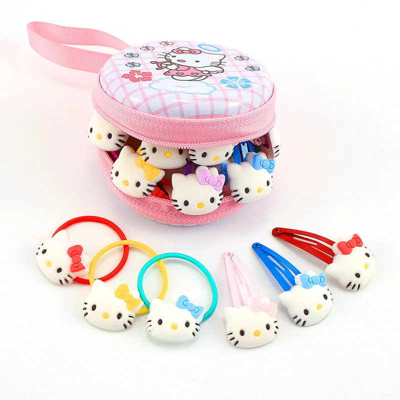 20pc KT Clip band На возраст от 4 до 10 лет шт./компл. милый рисунок «Hello Kitty» набор аксессуаров для волос для девочек Заколки для волос резинки для волос в верхней части коробка для хранения подарок на день рождения для детей Лидер продаж - Цвет: 20pc KT Clip band