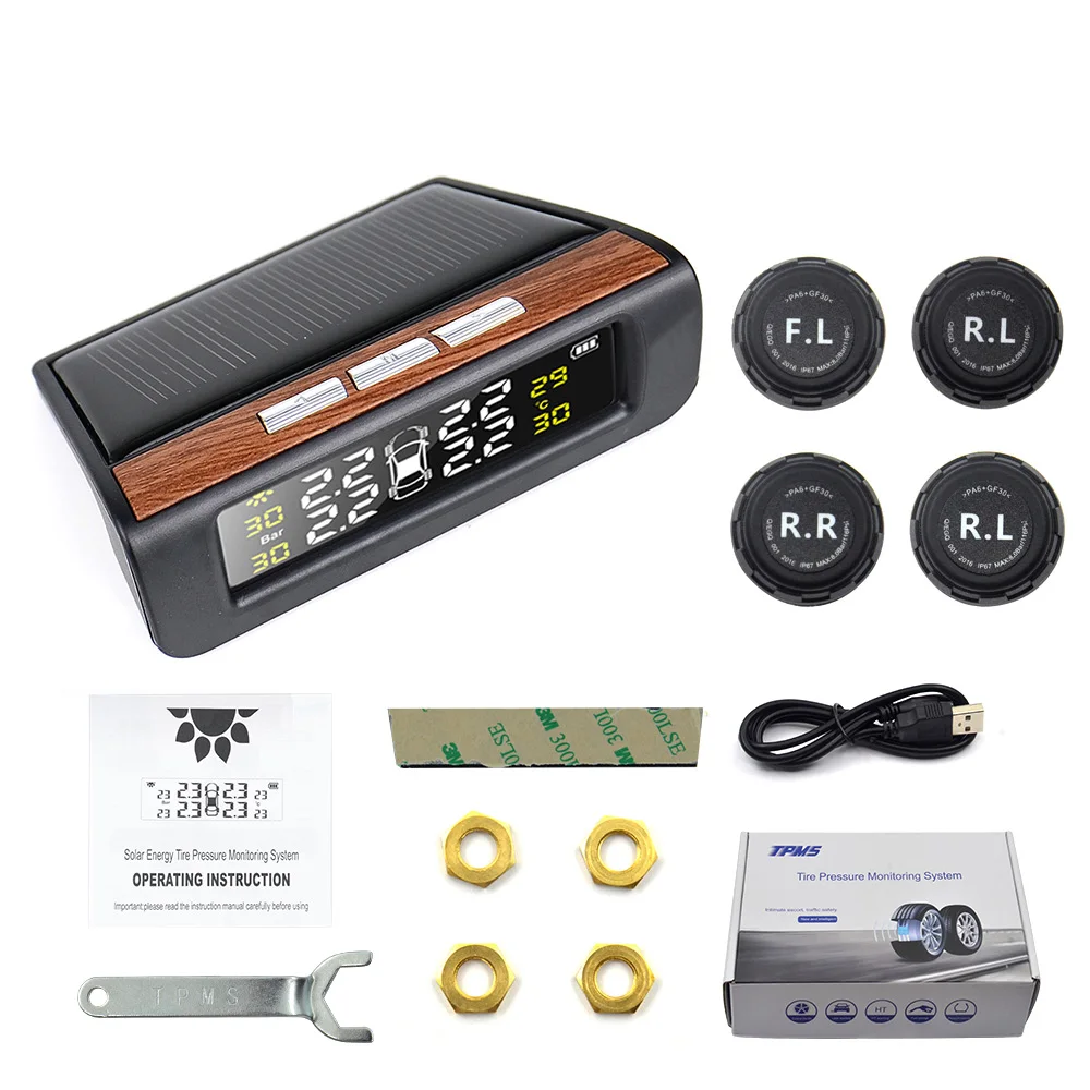 EXTERNAL C TPMS Солнечная автомобильная система контроля давления в шинах, 4 внешних датчика Предупреждение предупреждение о температуре T06N T01W Visture - Тип: EXTERNAL C