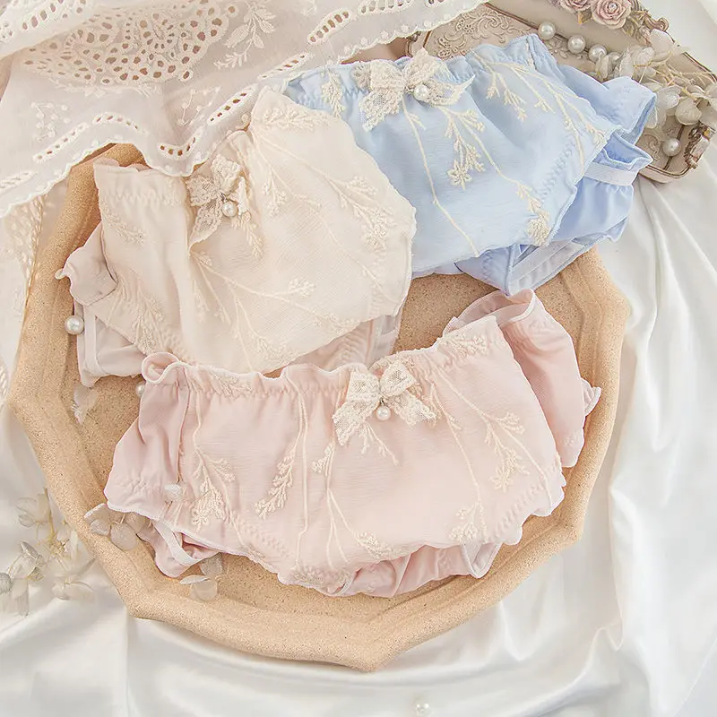 

Japanese Sexy Thong Panties Seamless Lingerie For Women Young Ladies Plus Size Panty Embroidery Kawaii Underwear Cute Briefs New