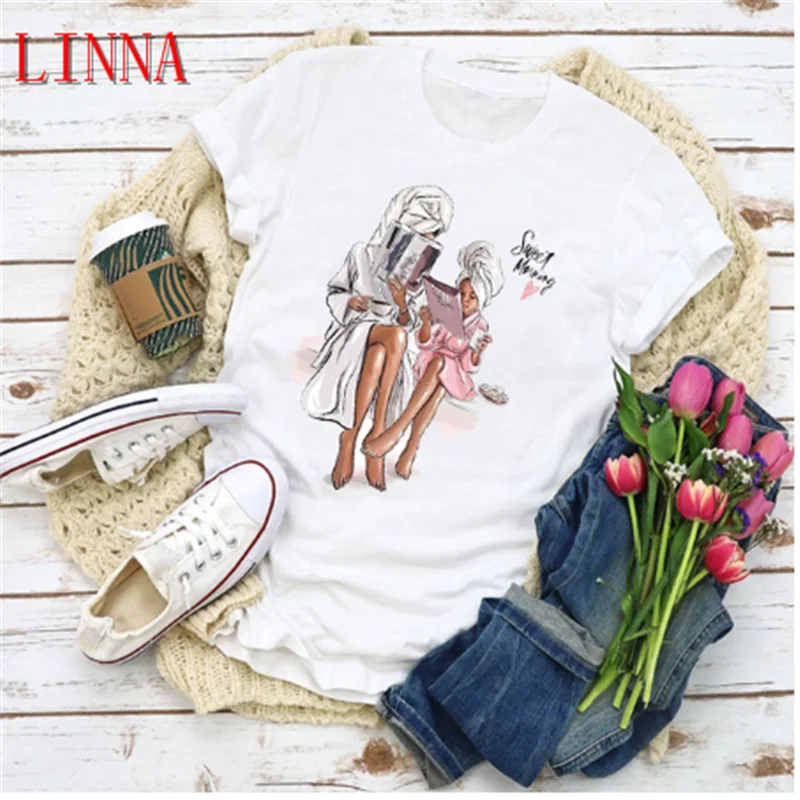 LINNA Graphic Женская мультяшная Мода для мамы и детей летняя женская одежда с Y