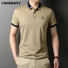 Рубашка-поло COODRONY Мужская, брендовая Повседневная приталенная, с коротким рукавом, Модная хлопковая одежда, C5249S, лето