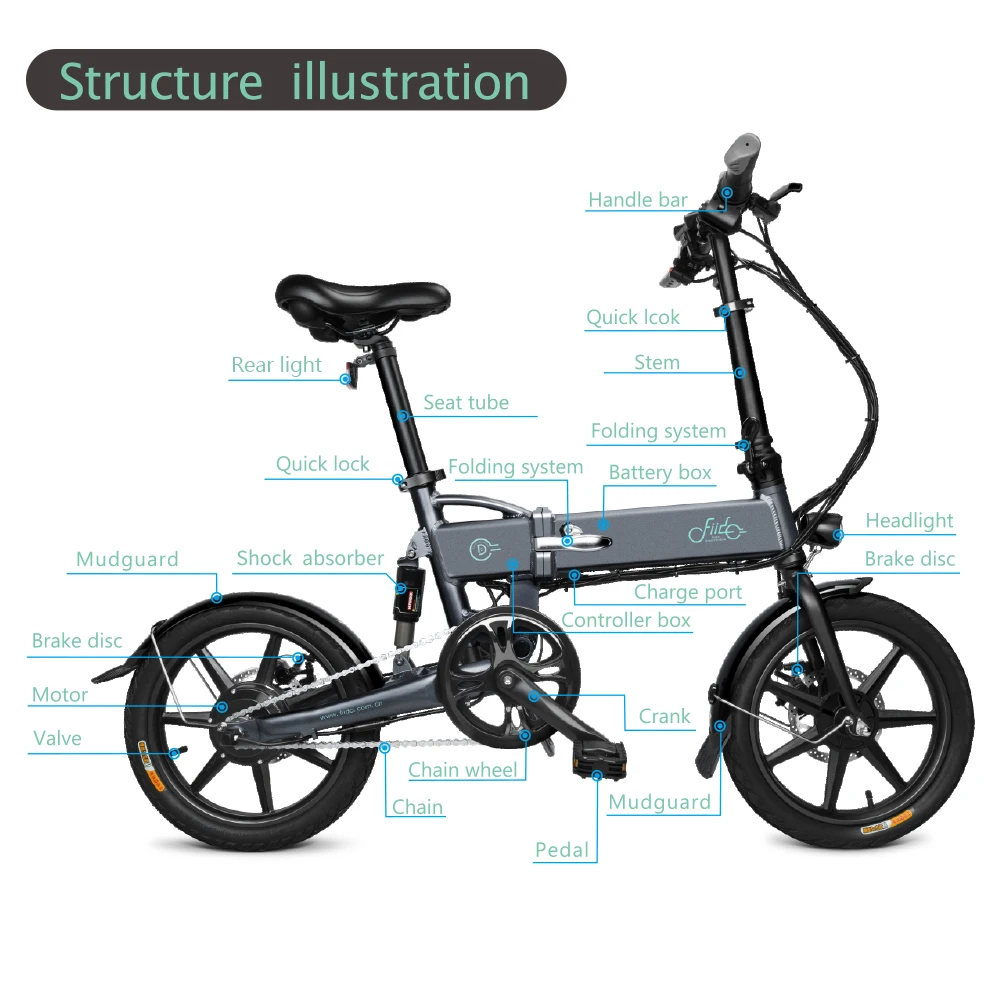 16 дюймов с переменной скоростью водонепроницаемый легкий складной