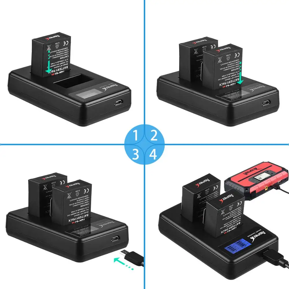 AsperX для GoPro Hero 3 + hero аккумулятор ЖК-дисплей двойное зарядное устройство go pro