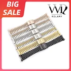 Черный ремешок для часов Rolamy 19 20 22 мм полый изогнутый конец твердый винт фотобраслет для Rolex Datejust Submariner Seiko