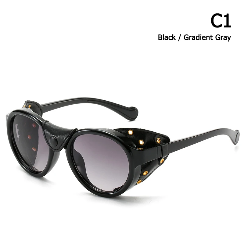 C1 Gradient Gray JackJad Модные Винтажные поляризационные солнцезащитные очки в стиле стимпанк с кожаным боковым покрытием фирменный дизайн солнцезащитные очки Oculos De Sol0046 - Цвет линз: C1 Gradient Gray