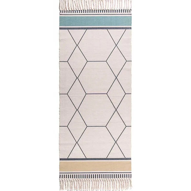 Хлопковый и льняной тканый ковер с кисточками напольный коврик для двери спальни