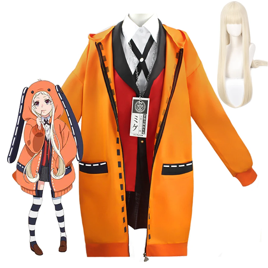 

Anime Kakegurui Cosplay Costumes Runa Yomozuki Kakegurui Hoodie School Uniforms Wig Halloween Costume Dress For Women Girls