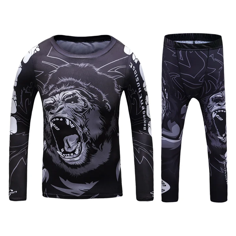 Детский спортивный костюм Rashguard Jiu jitsu MMA комплект из футболки и брюк для смешанных