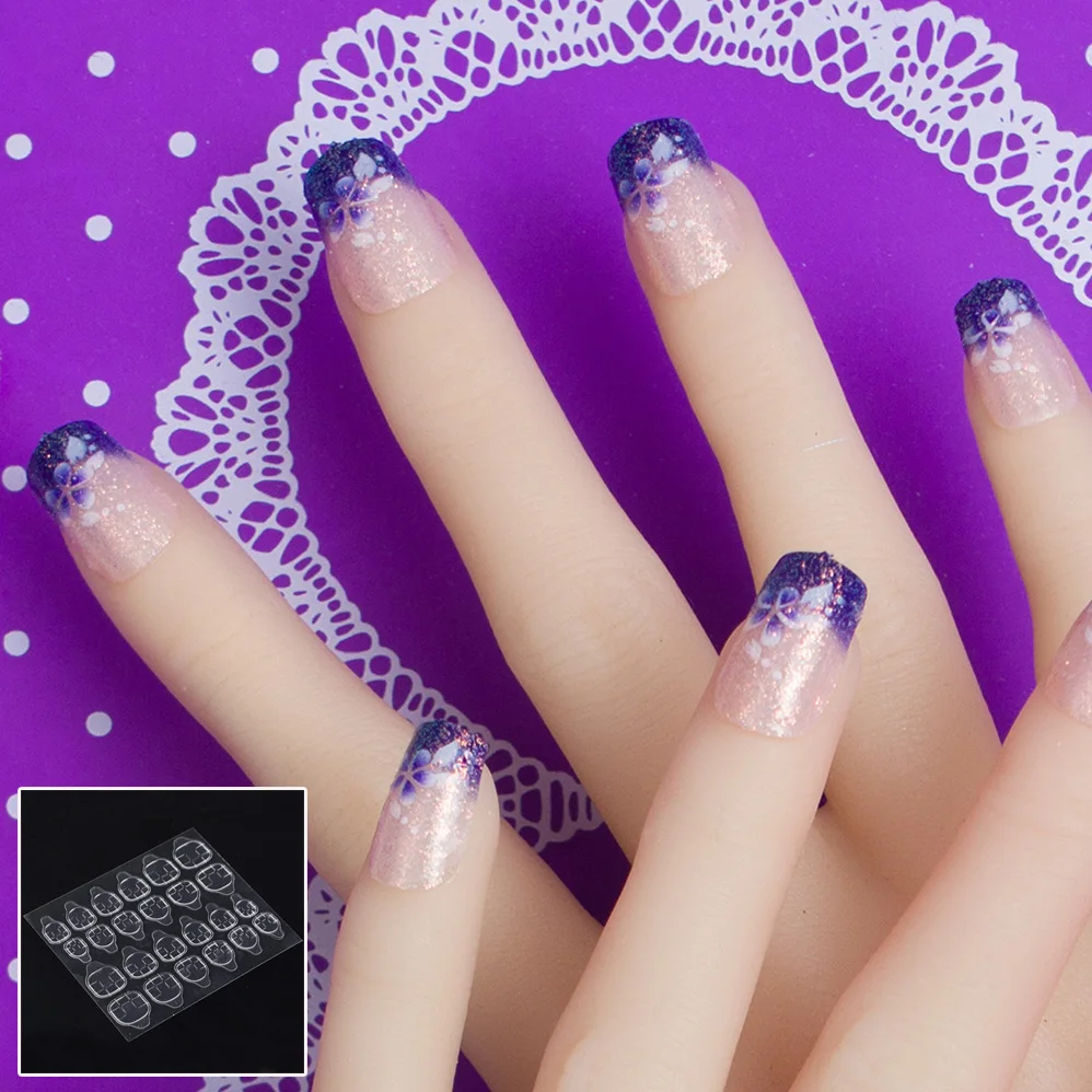 

JQ 24 шт./компл., новинка, искусственные губки, полное покрытие, накладные ногти, искусственный дизайн, искусственные ногти, без клея для ногтей