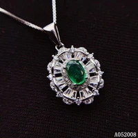 kjjeaxcmy fine jewelry 925 pure silver inlaid natural emerald girl new pendant exquisite necklace vintage support test