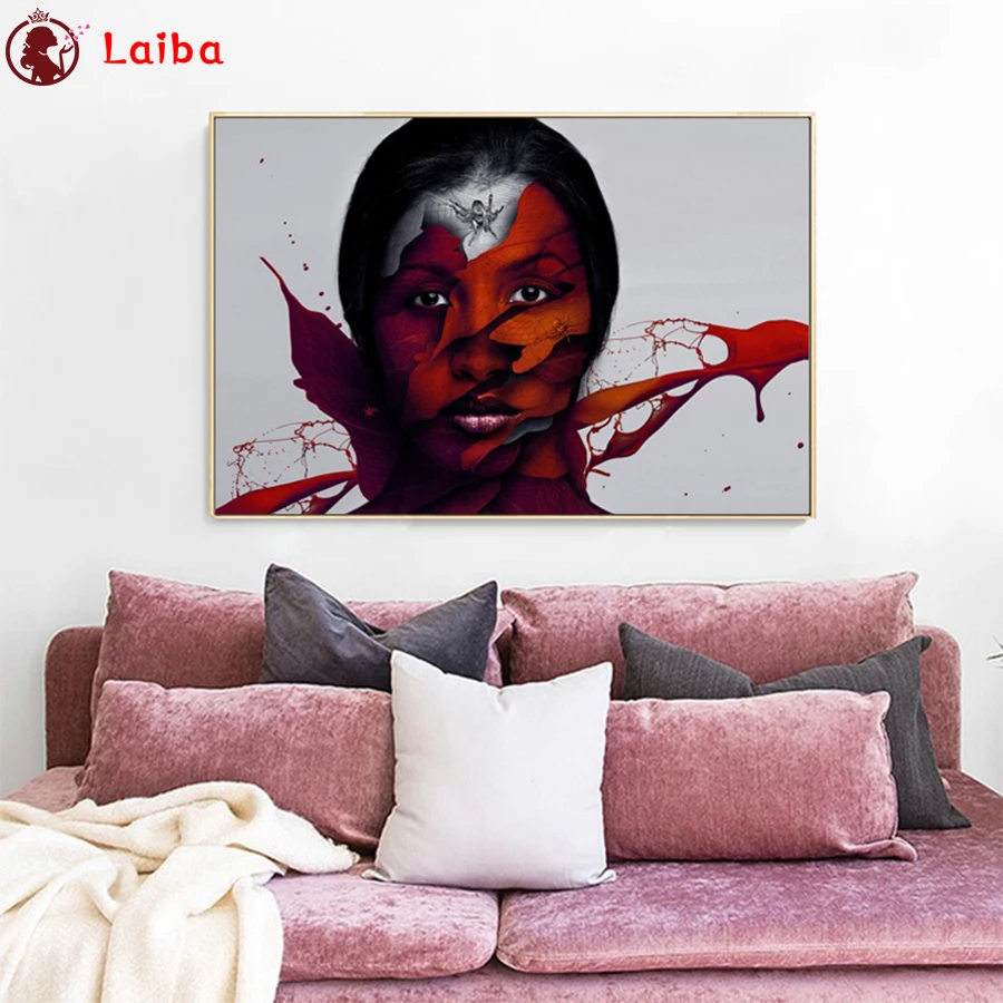 

3d round square diamond embroidery Abstract art, painted woman Diy full diamond painting stitch cross mosaic picture