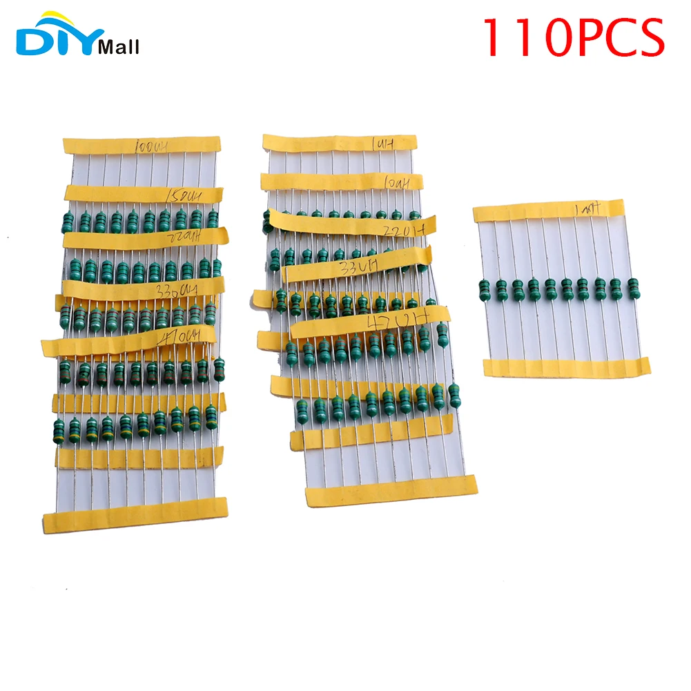 110pcs/lot Color Ring Inductor Inductance 11value 10pcs/value 1µH 10µH 22µH 33µH 47µH 100µH 150µH 220µH 330µH 470µH 1mH