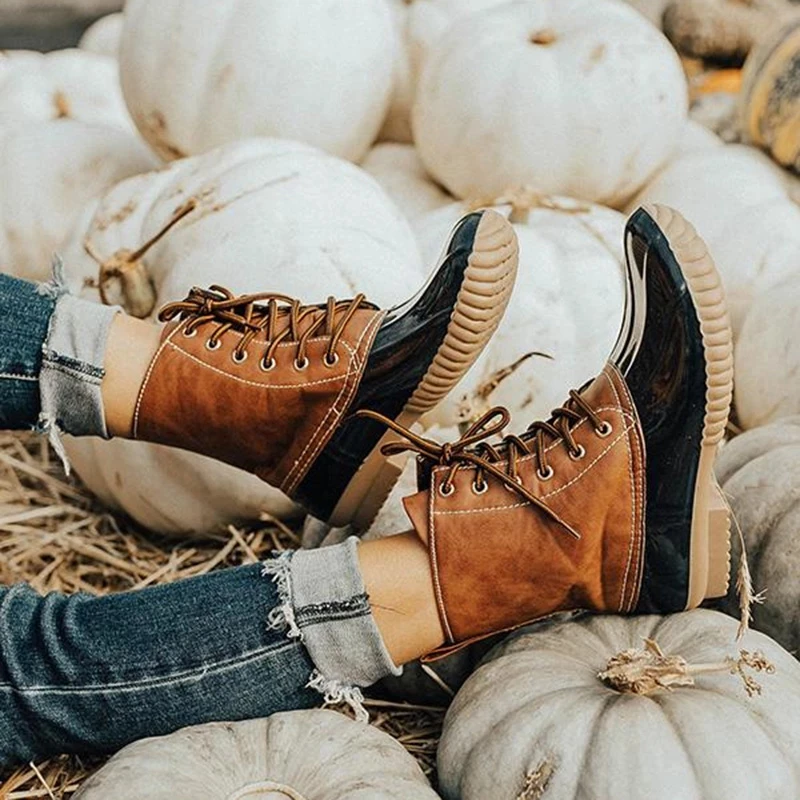 2019 г. Женские ботинки кожаная обувь на шнуровке осенне зимние мотоциклетные