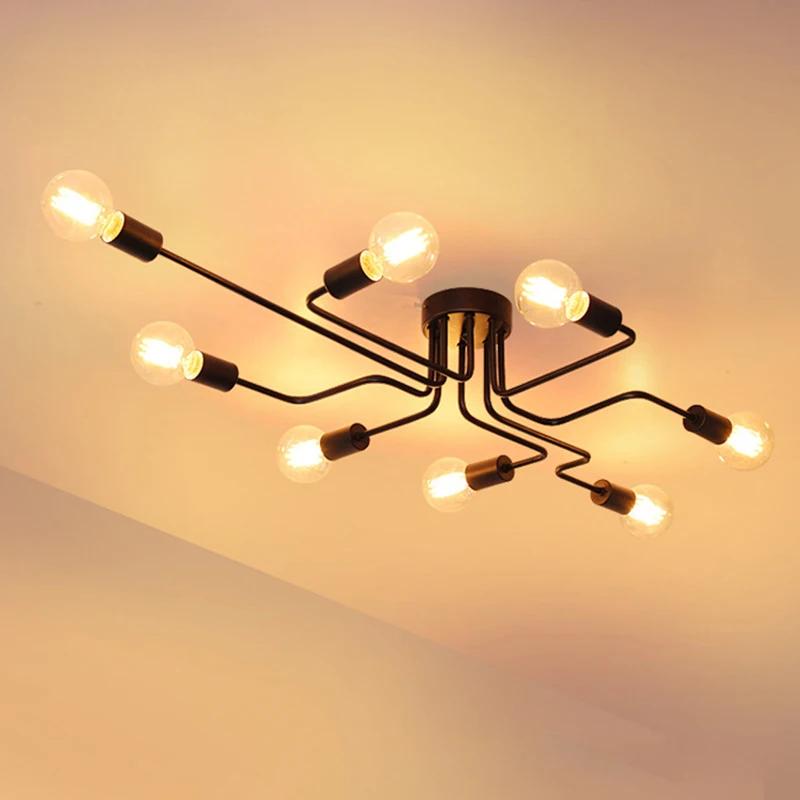 

Modern wrought iron paint Nordic ceiling lamp E27 LED decorative art ceiling lamp lamps living room bedroom kitchen bar