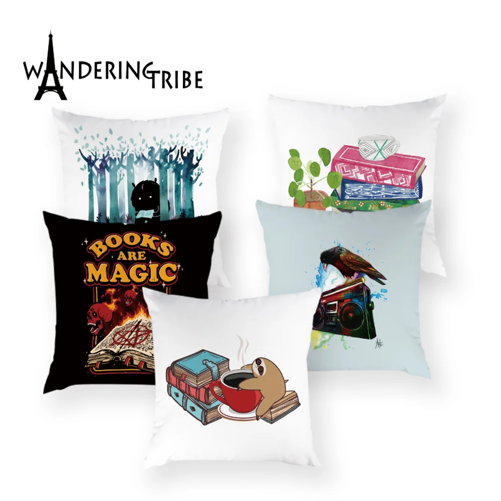 Мультяшный чехол в стиле бохо с надписью для подушки декоративный красочное
