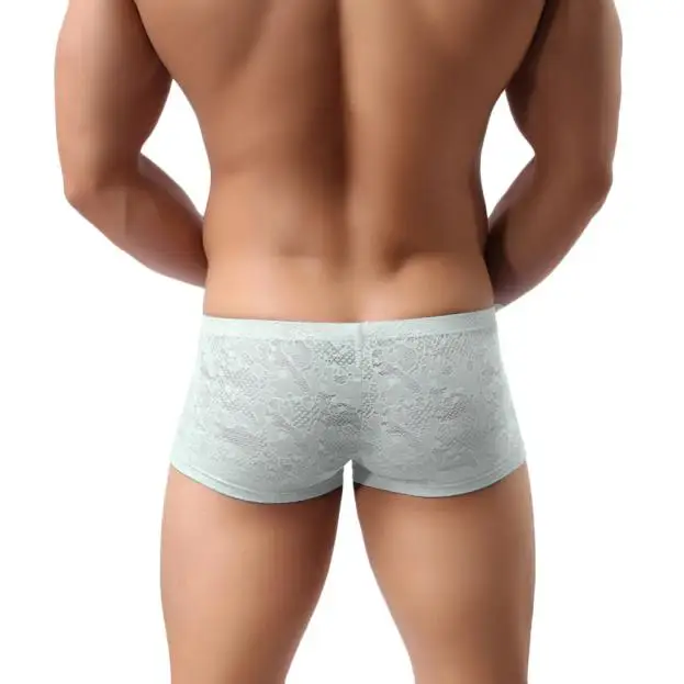 Мужские прозрачные кружевные шорты черные мужские трусы для пениса мягкие геев