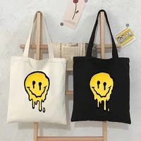 gothic smile women bags large capacity harajuku cartoon vintage hip hop shopping bag canvas bag funny womens shoulder bags