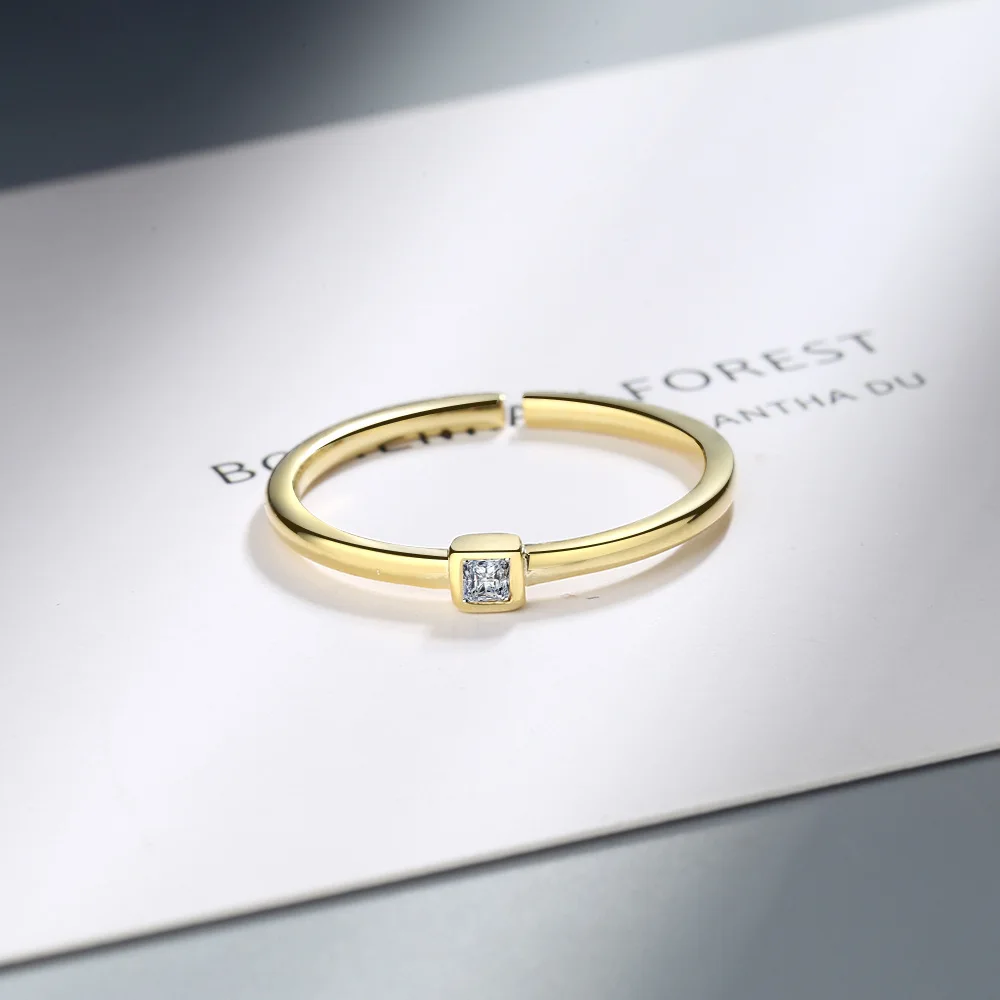 

CA-163 Design Gold Three-Piece Rings S925 Sterling Silver Square Round Zircon Female Ins Tide Ring Fashion Party Jewelry Gift