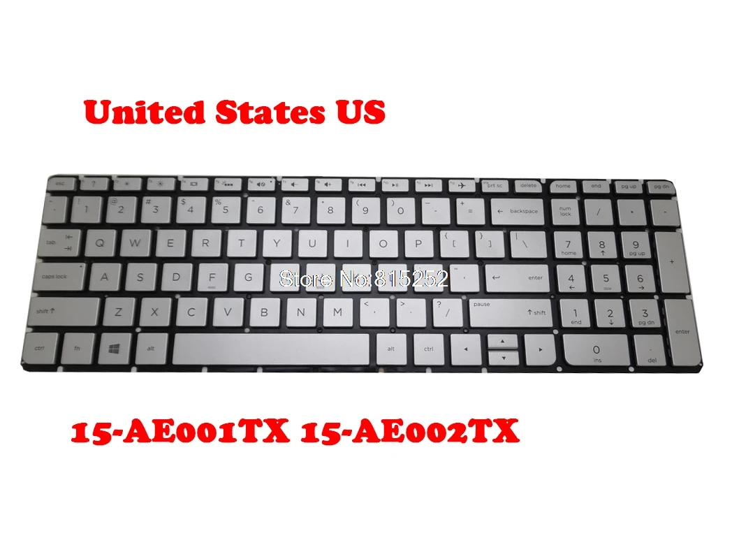 

Laptop Keyboard For HP ENVY 15-AE000 15-AE001TX 15-AE002TX with backlight NO Frame Sliver United States US 812726-001 812692-001