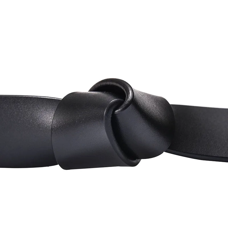 Мужской кожаный ремень DYROREFL однотонный деловой из воловьей кожи с пуговицами